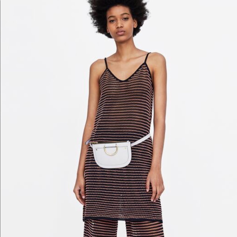 NEW ZARA WAVY TWO TONE STRIPE KNIT TUNIC COVERUP MINI DRESS SIZE LARGE - Picture 3 of 12
